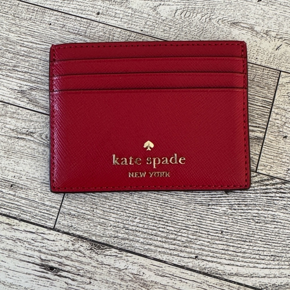 Kate Spade Red Leather Slim Card Wallet